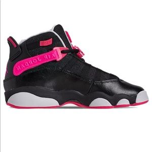 Girls Jordan 6 rings size 5.5 y black white and pink